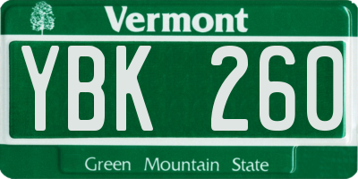 VT license plate YBK260