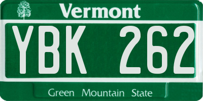 VT license plate YBK262