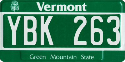 VT license plate YBK263