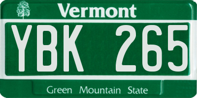 VT license plate YBK265