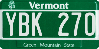 VT license plate YBK270