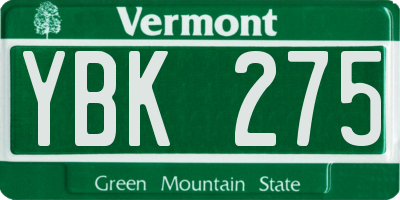 VT license plate YBK275