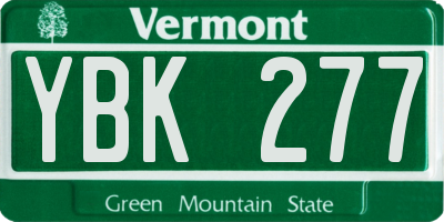 VT license plate YBK277