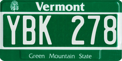 VT license plate YBK278