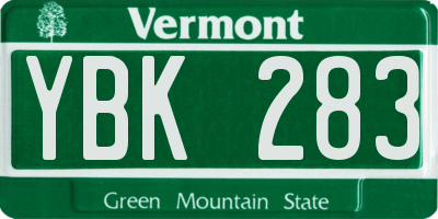 VT license plate YBK283