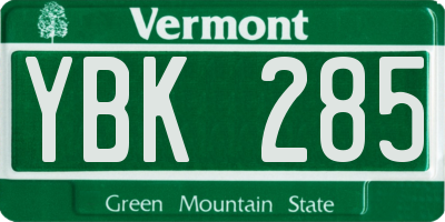 VT license plate YBK285