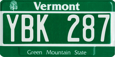 VT license plate YBK287