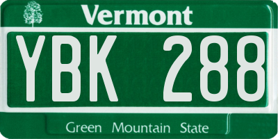 VT license plate YBK288