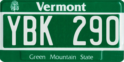 VT license plate YBK290