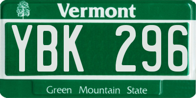 VT license plate YBK296