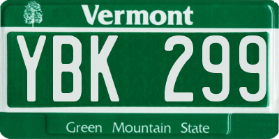 VT license plate YBK299