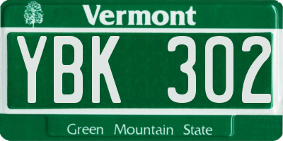 VT license plate YBK302