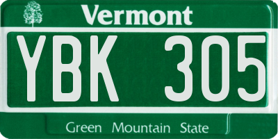 VT license plate YBK305