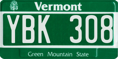VT license plate YBK308