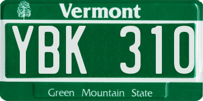 VT license plate YBK310