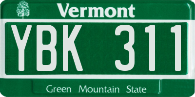 VT license plate YBK311