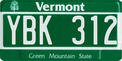 VT license plate YBK312
