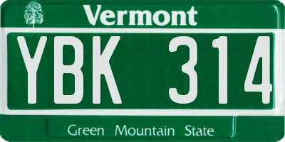VT license plate YBK314