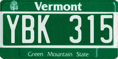 VT license plate YBK315