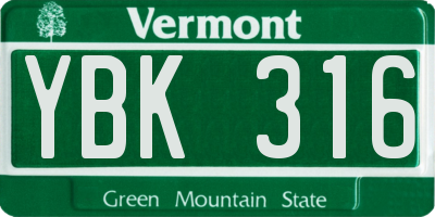 VT license plate YBK316