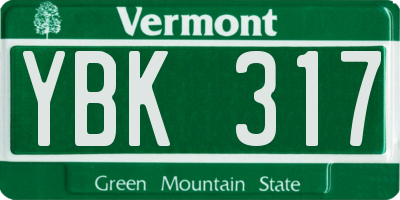 VT license plate YBK317