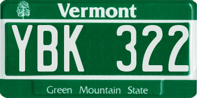 VT license plate YBK322