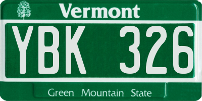 VT license plate YBK326