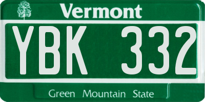 VT license plate YBK332