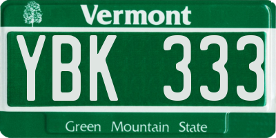 VT license plate YBK333