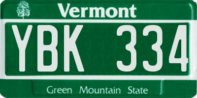 VT license plate YBK334