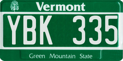 VT license plate YBK335