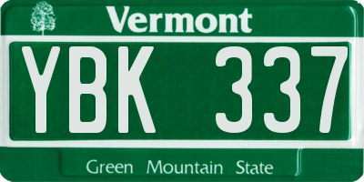 VT license plate YBK337