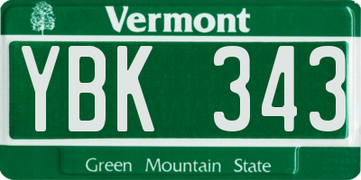 VT license plate YBK343