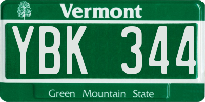 VT license plate YBK344