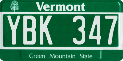 VT license plate YBK347