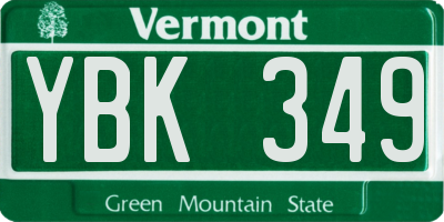 VT license plate YBK349