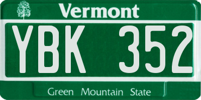 VT license plate YBK352