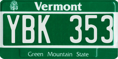VT license plate YBK353