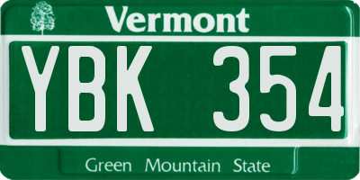 VT license plate YBK354