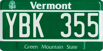 VT license plate YBK355