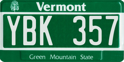 VT license plate YBK357