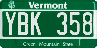 VT license plate YBK358