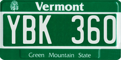 VT license plate YBK360