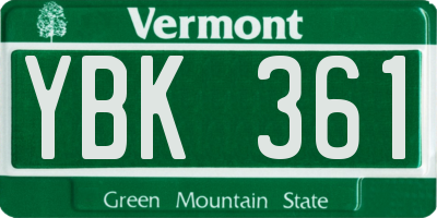 VT license plate YBK361