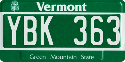 VT license plate YBK363
