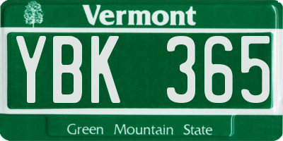VT license plate YBK365