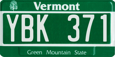 VT license plate YBK371