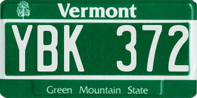 VT license plate YBK372