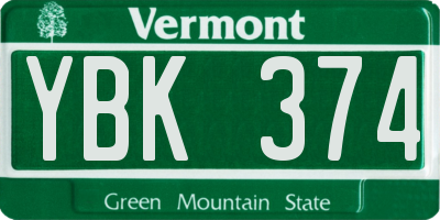 VT license plate YBK374