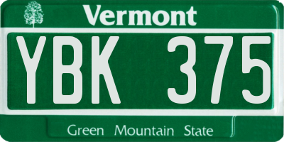 VT license plate YBK375
